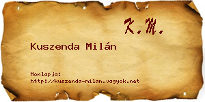 Kuszenda Milán névjegykártya