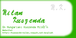 milan kuszenda business card